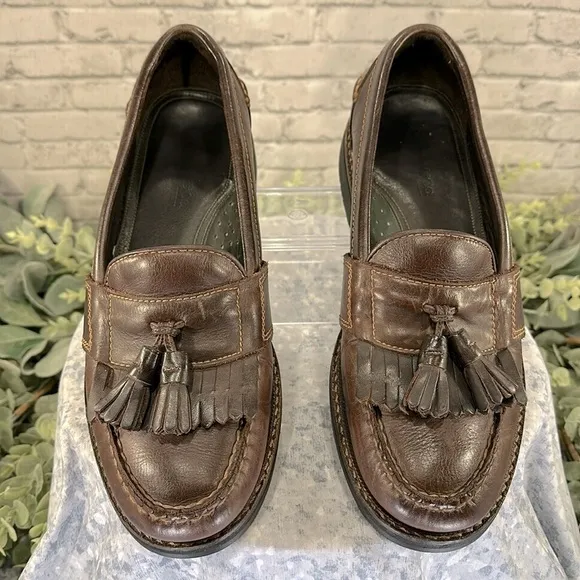 G.H. BASS “Layton Lug” Brown Leather Tassel Kiltie Dress Loafers Mens 9D🤎VGUC