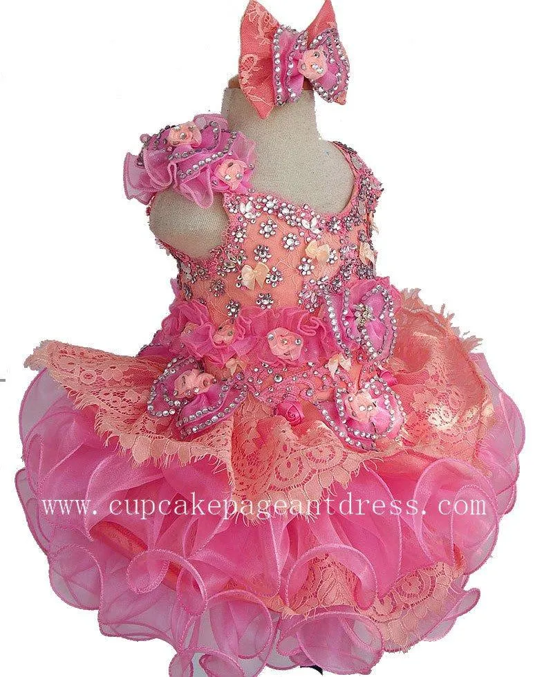 Glitz Beaded Bodice Lace Little Girls' Nationals Cupcake Pageant Dress