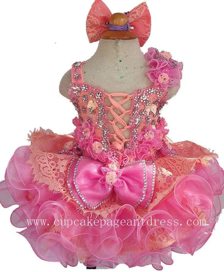 Glitz Beaded Bodice Lace Little Girls' Nationals Cupcake Pageant Dress