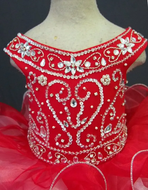 Glitz Beaded Bodice Little Girl/Baby Miss/Toddler Cupcake Pageant Dress