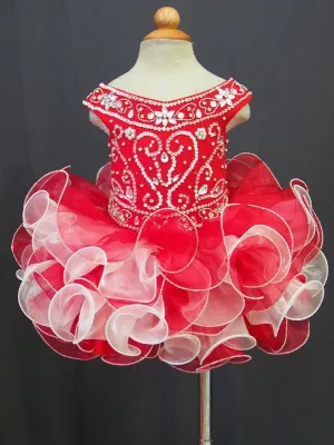 Glitz Beaded Bodice Little Girl/Baby Miss/Toddler Cupcake Pageant Dress