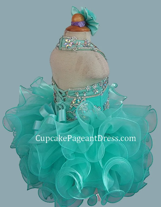 Glitz Beaded Bodice Little Girls/Toddler/Infant/Baby Girl Cupcake Pageant Dress