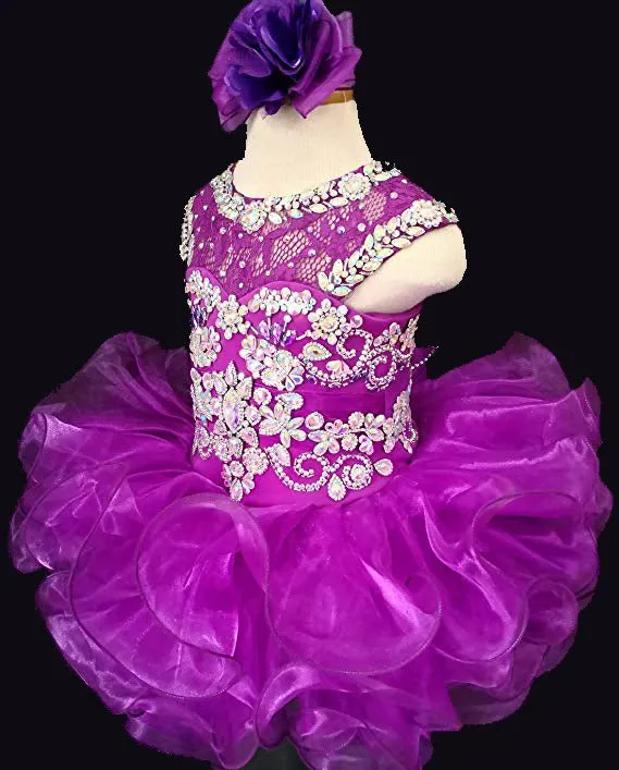 Glitz Beaded Bodice Little Miss/Baby Girl Cupcake Pageant Dress