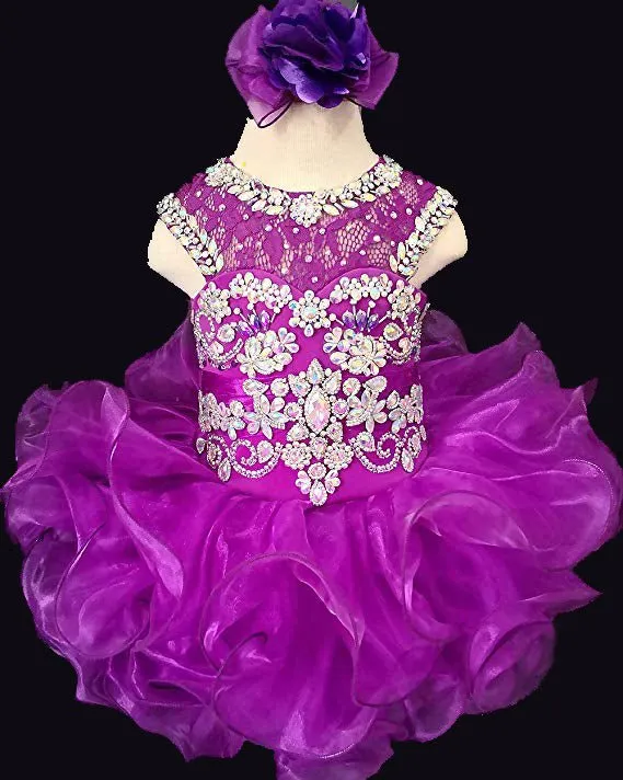 Glitz Beaded Bodice Little Miss/Baby Girl Cupcake Pageant Dress