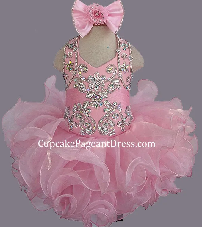 Glitz Beaded Bodice Toddler/Baby Girl Nations Cupcake Pageant Dress