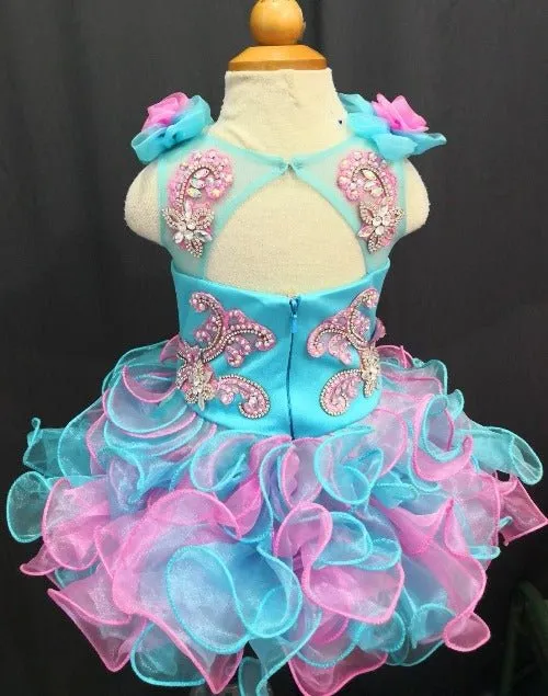 Glitz Lace Beaded Little Princess/Toddler/Infant Girl Cupcake Pageant Dress