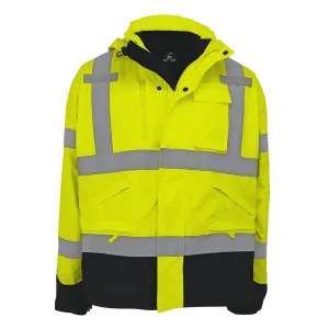 Global Glove & Safety GLO-P3 FrogWear High Vis Three-in-One Winter Parka, Class 3