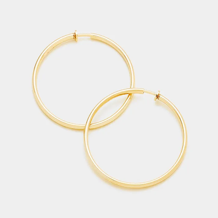 Gold Clip On Hoops | 2.25" | 142483