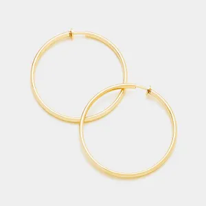 Gold Clip On Hoops | 2.25" | 142483