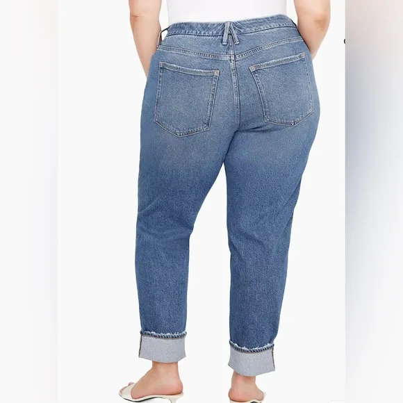 Good American The Weekender Cuffed Jeans High Waist Medium Wash Plus Size 20