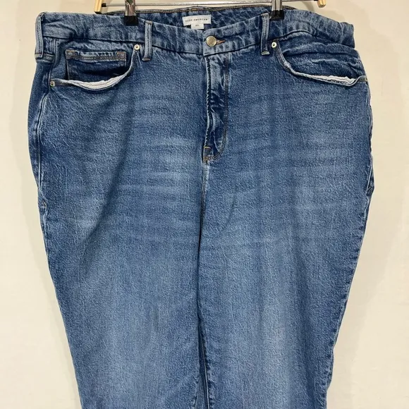 Good American The Weekender Cuffed Jeans High Waist Medium Wash Plus Size 20