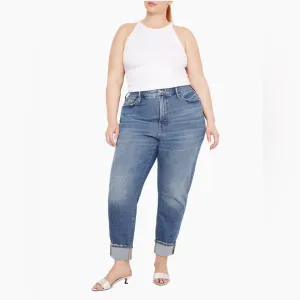 Good American The Weekender Cuffed Jeans High Waist Medium Wash Plus Size 20