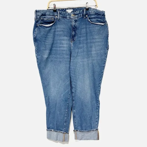 Good American The Weekender Cuffed Jeans High Waist Medium Wash Plus Size 20