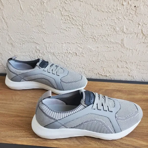 Good Man Brand Knit Trainer Sneakers Mens 11.5 Grey Italy Low Top Lace Up
