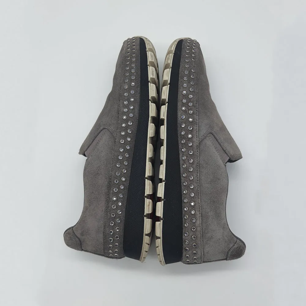 Grey Suede Slip Ons