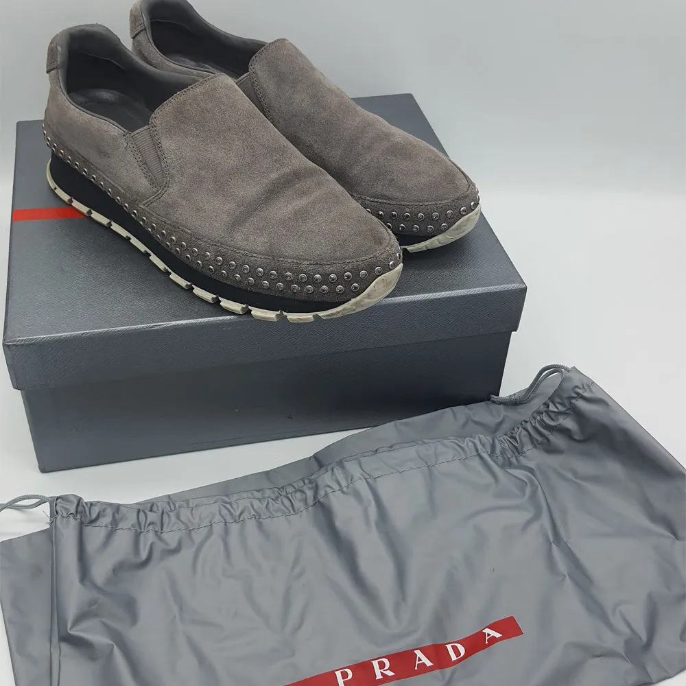 Grey Suede Slip Ons