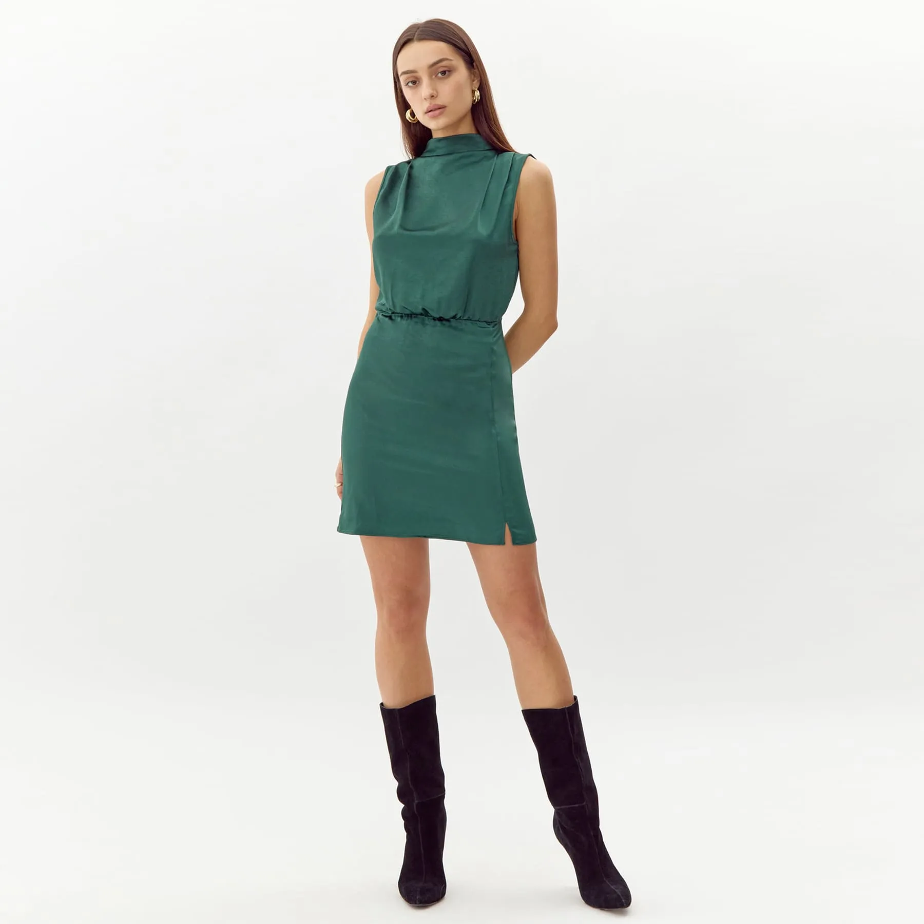 Greylin Danila Mock Neck Mini Dress - Emerald