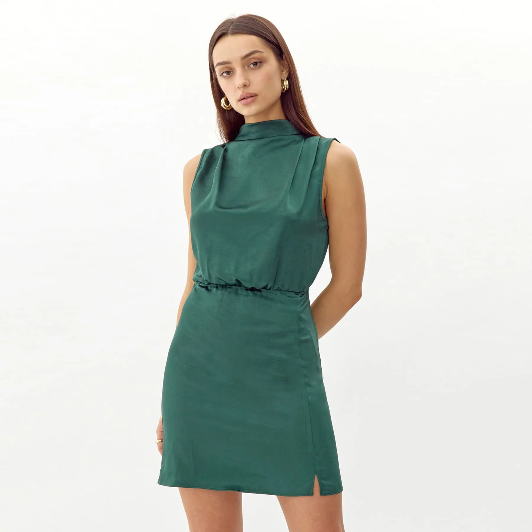 Greylin Danila Mock Neck Mini Dress - Emerald