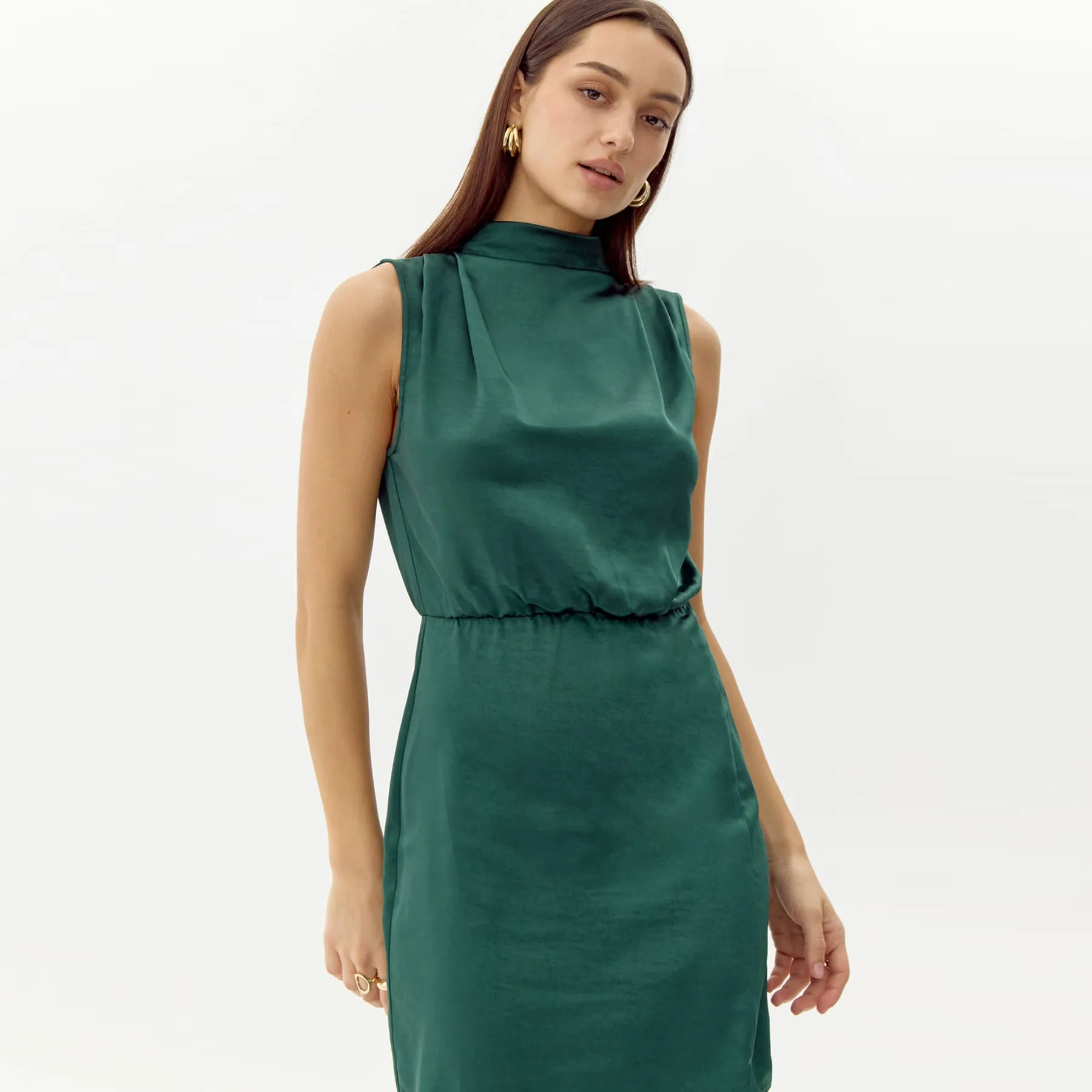 Greylin Danila Mock Neck Mini Dress - Emerald