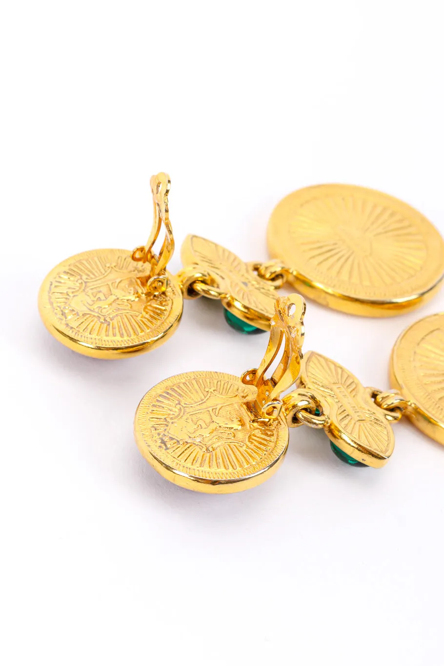 Gripoix Roman Coin Drop Earrings
