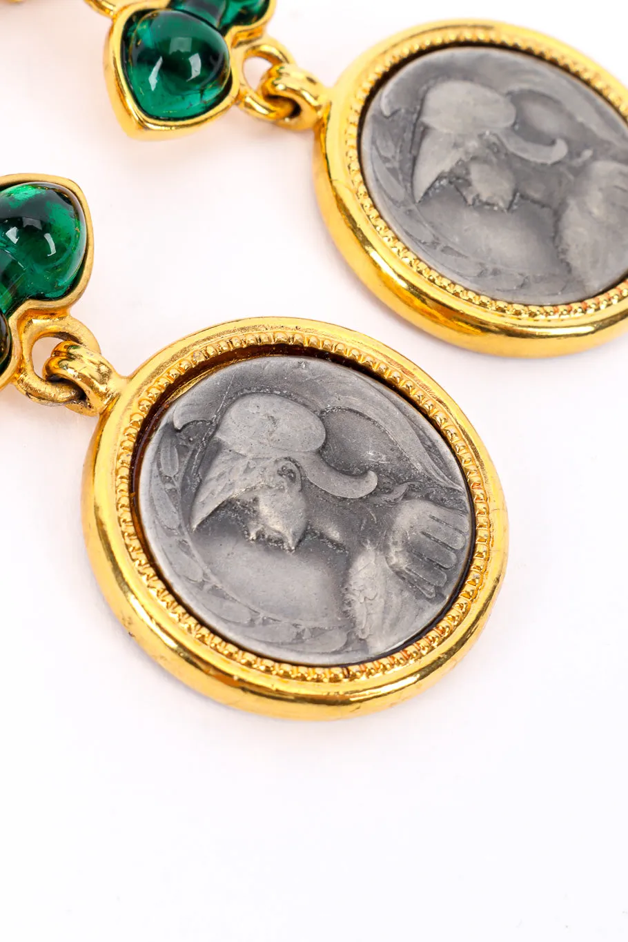 Gripoix Roman Coin Drop Earrings