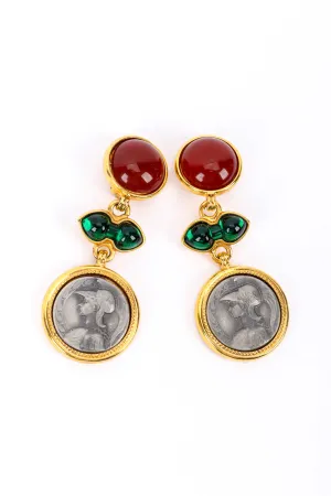 Gripoix Roman Coin Drop Earrings