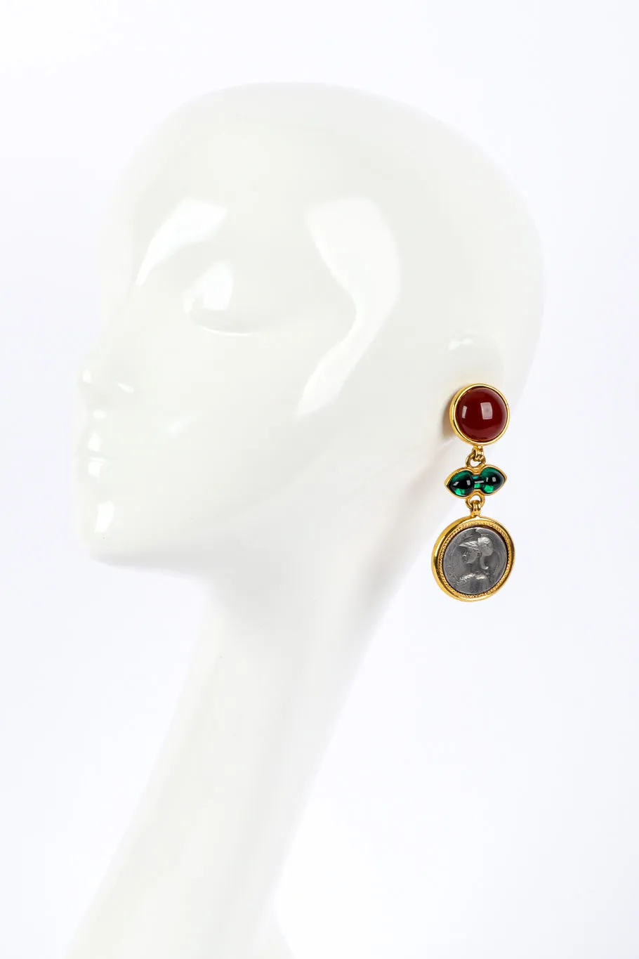 Gripoix Roman Coin Drop Earrings