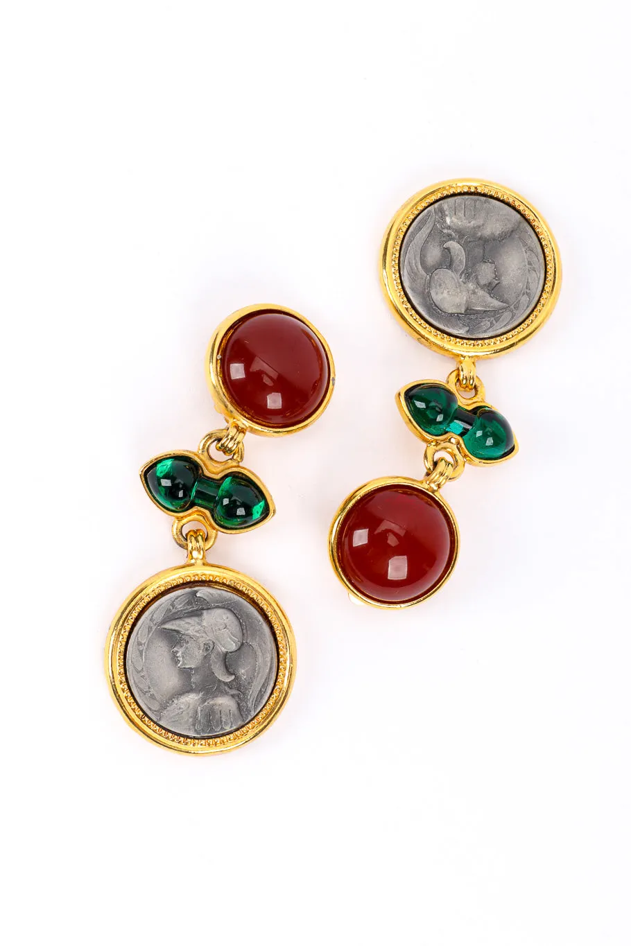 Gripoix Roman Coin Drop Earrings
