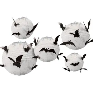 Halloween Paper Lanterns With Bat Add Ons