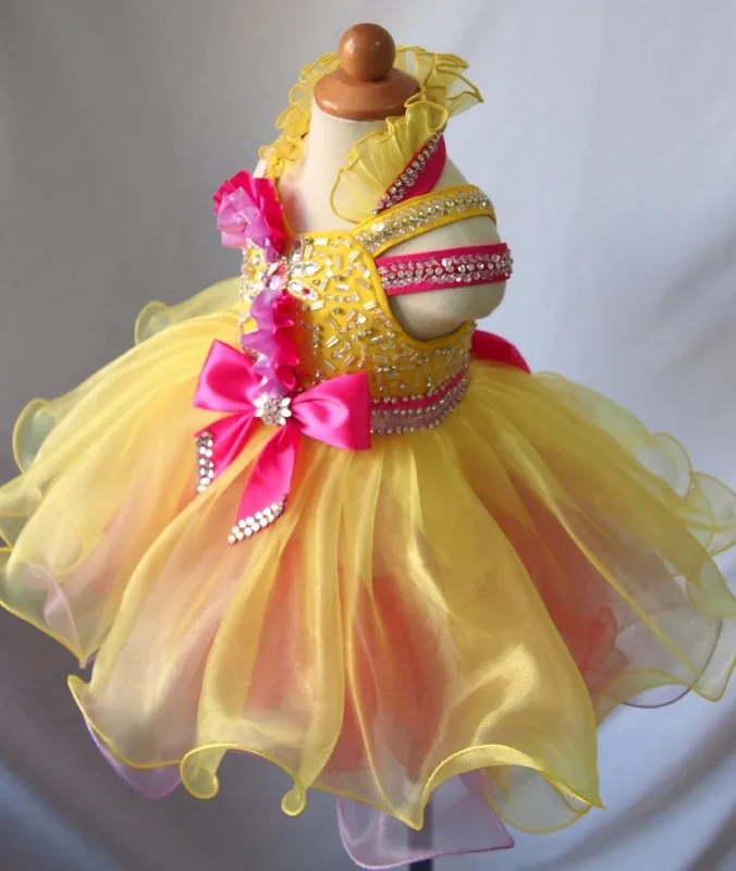 Halter Beaded Bodice Little Miss/Baby Girl/Toddler Baby Doll Pageant Dress