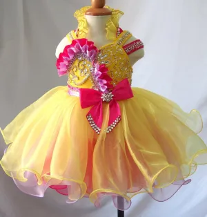 Halter Beaded Bodice Little Miss/Baby Girl/Toddler Baby Doll Pageant Dress