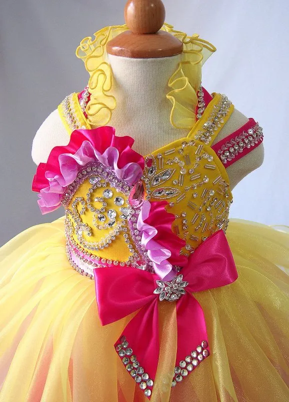 Halter Beaded Bodice Little Miss/Baby Girl/Toddler Baby Doll Pageant Dress