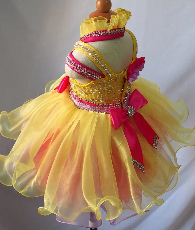 Halter Beaded Bodice Little Miss/Baby Girl/Toddler Baby Doll Pageant Dress