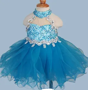 Halter Beaded Bodice Little Miss/Baby Miss Pageant Dress ,12-18 months Pageant Dress