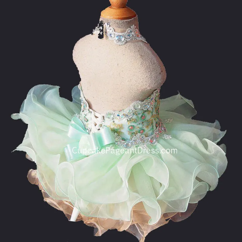 Halter Beaded Lace Little Princess/baby Girl/Baby Miss Cupcake Pageant Dress