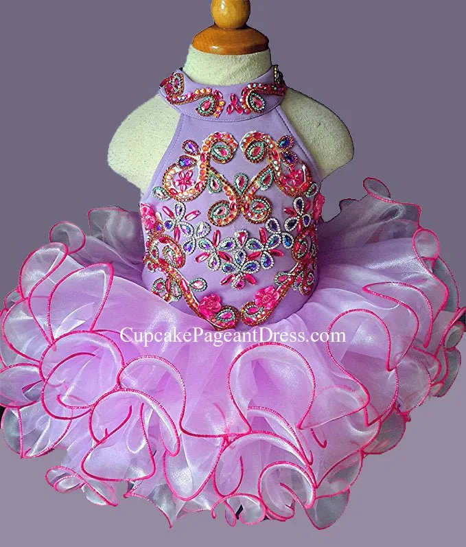 Halter Glitz Pageant Dress For Little Girls/Toddler/Infant/Baby Girl