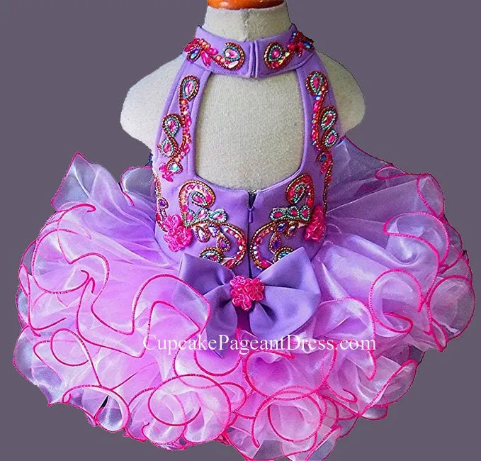 Halter Glitz Pageant Dress For Little Girls/Toddler/Infant/Baby Girl