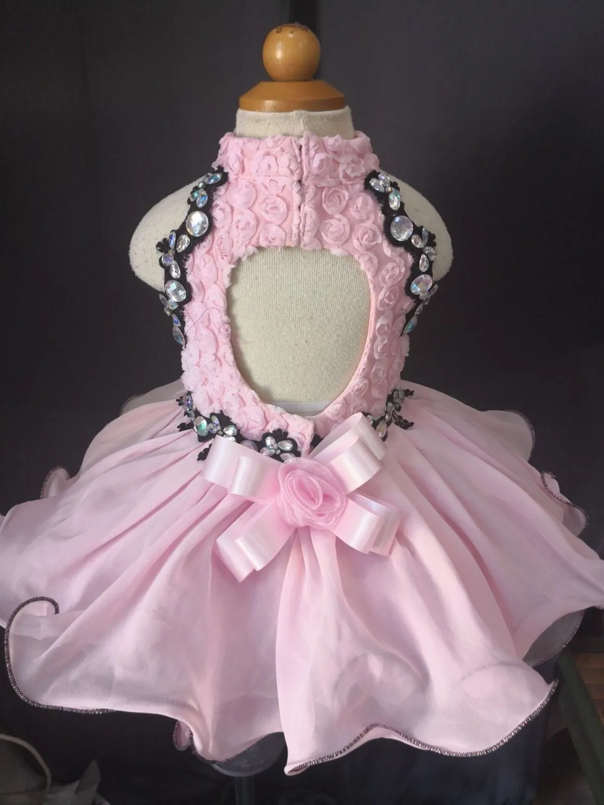 Halter Lace Bodice Little Girl/Kids/Baby Miss Baby Doll Pageant Dress