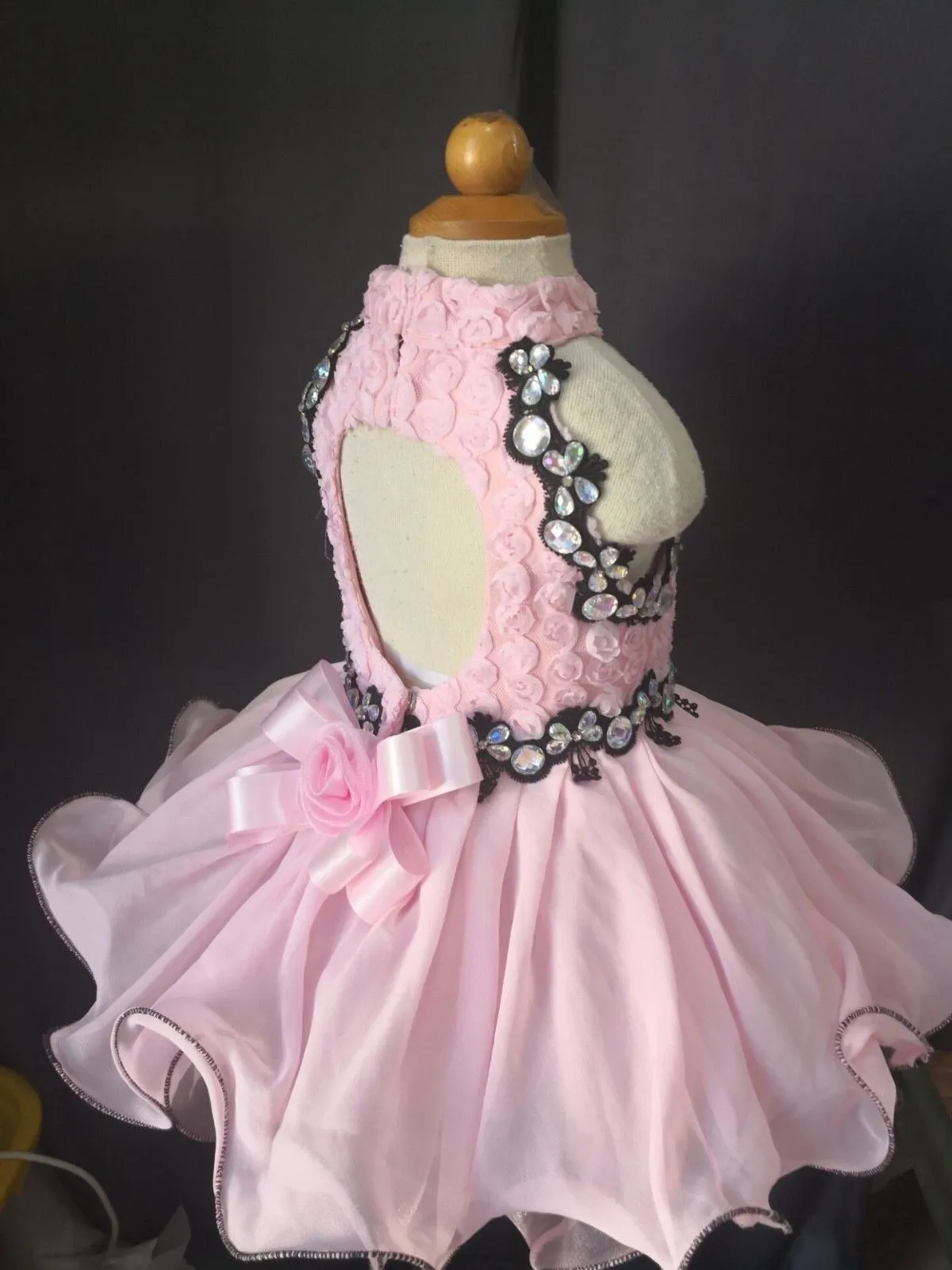 Halter Lace Bodice Little Girl/Kids/Baby Miss Baby Doll Pageant Dress