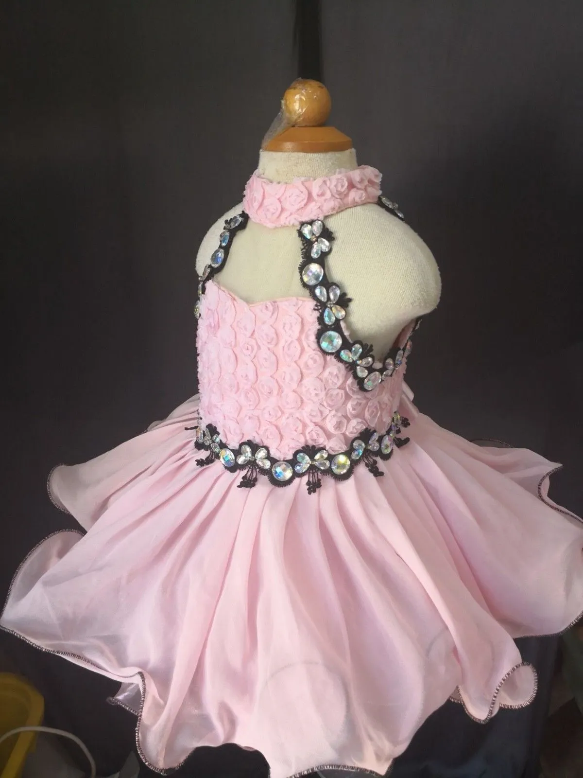 Halter Lace Bodice Little Girl/Kids/Baby Miss Baby Doll Pageant Dress