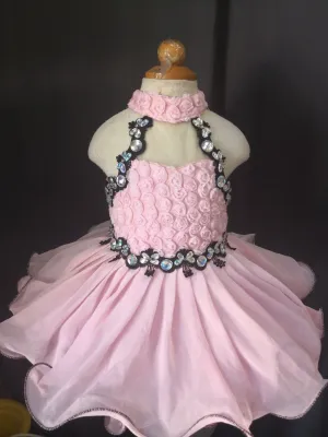 Halter Lace Bodice Little Girl/Kids/Baby Miss Baby Doll Pageant Dress