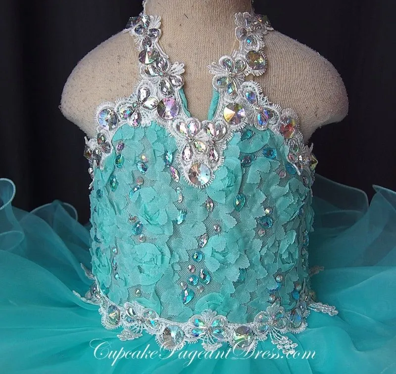 Halter Lace Infant/Newborn/Kids/Todder Cupcake Pageant Dress