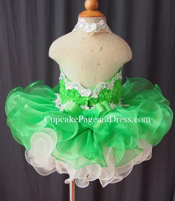 Halter Lace Infant/Toddler/kids/little girls/New Born Cupcake Pageant Dress