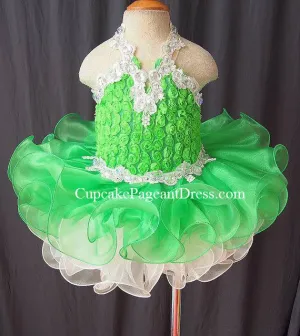 Halter Lace Infant/Toddler/kids/little girls/New Born Cupcake Pageant Dress