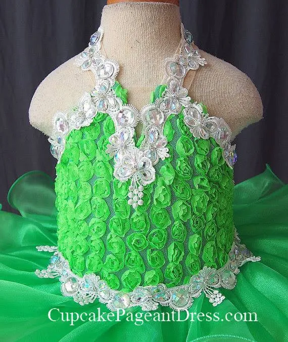 Halter Lace Infant/Toddler/kids/little girls/New Born Cupcake Pageant Dress