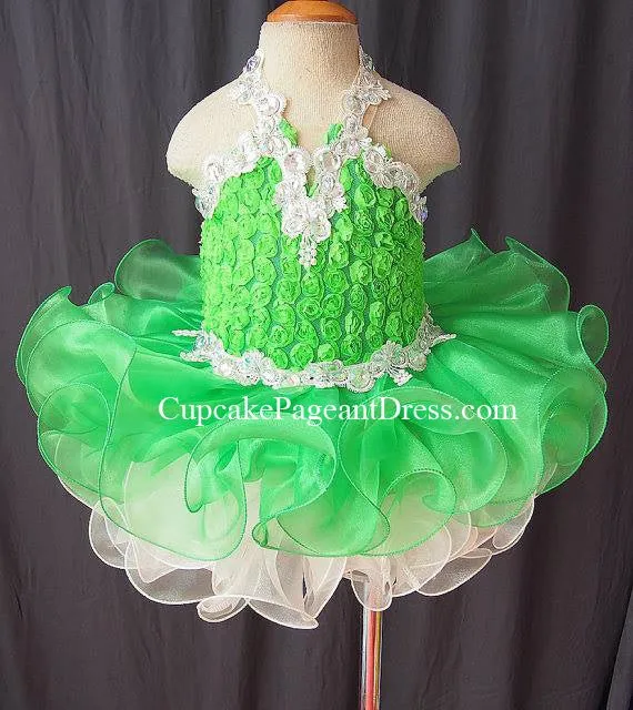 Halter Lace Infant/Toddler/kids/little girls/New Born Cupcake Pageant Dress
