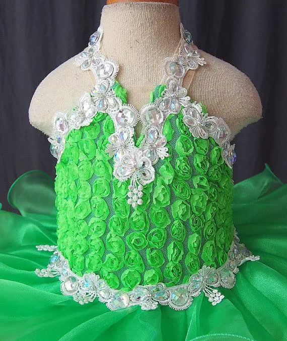 Halter Lace Little Girl/Toddler/Newborn Natural Pageant Dress