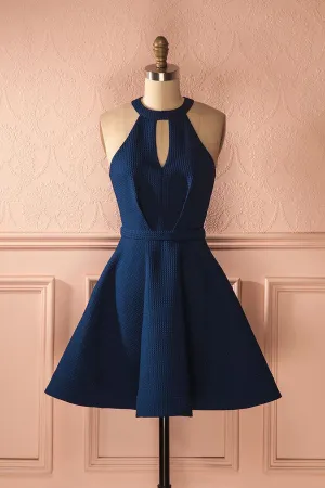 Halter Sleeveless Homecoming Dress,A Line Open Back Short Prom Dress, SH241