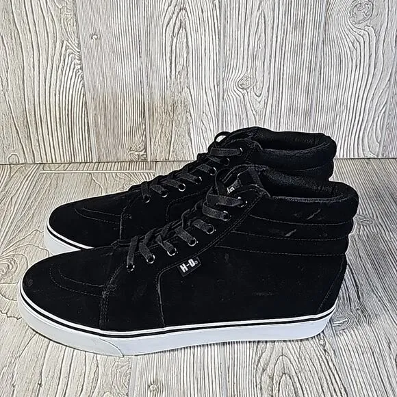 Harley-Davidson Men's Scott Casual Black Leather Sneakers, Size 9.5