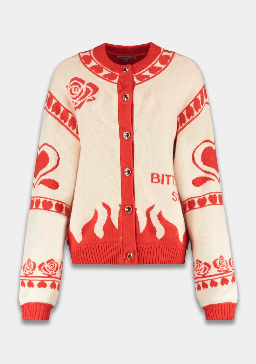 Harper & Yve Jazz cardigan ecru red